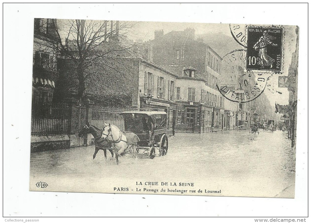 Reproduction De Cpa , La Rue De La Seine , 75 , Paris , Le Passage Du BOULANGER , Rue De Lourmel - Marchands Ambulants