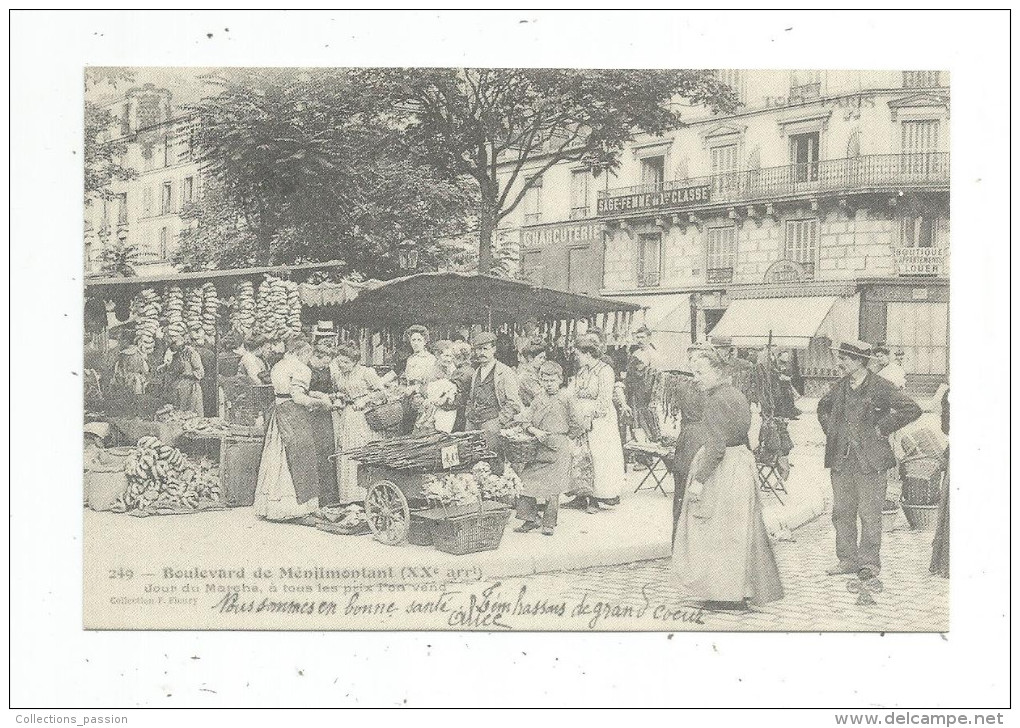 Reproduction De Cpa , Commerce , Marché , 75 , Paris , Boulevard De Ménilmontant , Jour De Marché.... - Mercati