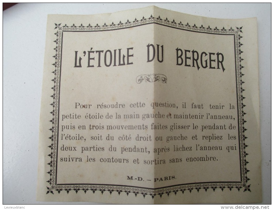 Jeu Ancien/" L'Etoile Du Berger"/Casse-tête/M D /Paris / Avec Solution/Vers 1880-1900    JE163 - Casse-têtes