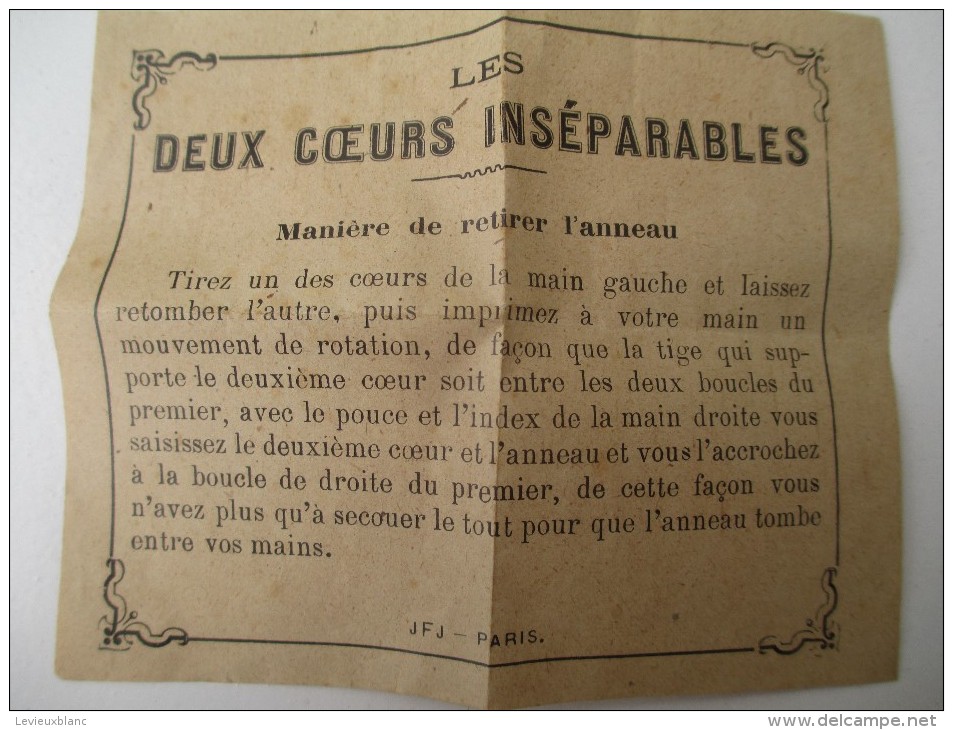 Jeu Ancien/"Les Deux Coeurs Inséparables"/Casse-tête/J F J  /Paris / Avec Solution/Vers 1880-1900    JE167 - Brain Teasers, Brain Games