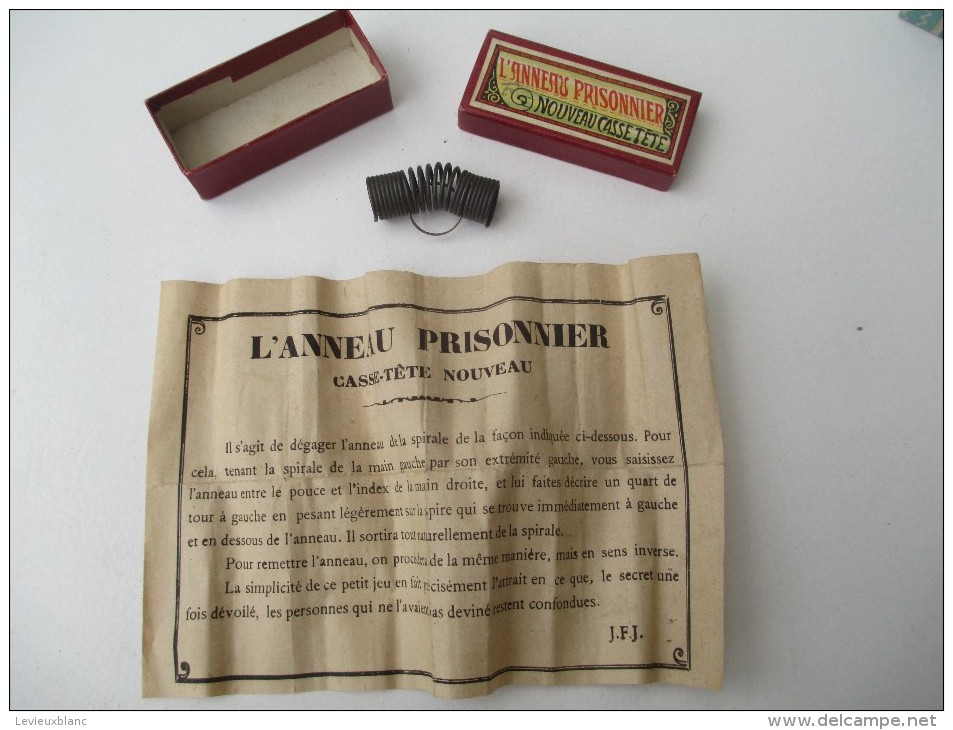 Jeu Ancien/"L'Anneau Prisonnier"/Casse-tête/J F J  /Paris / Avec Solution/Vers 1880-1900    JE172 - Brain Teasers, Brain Games