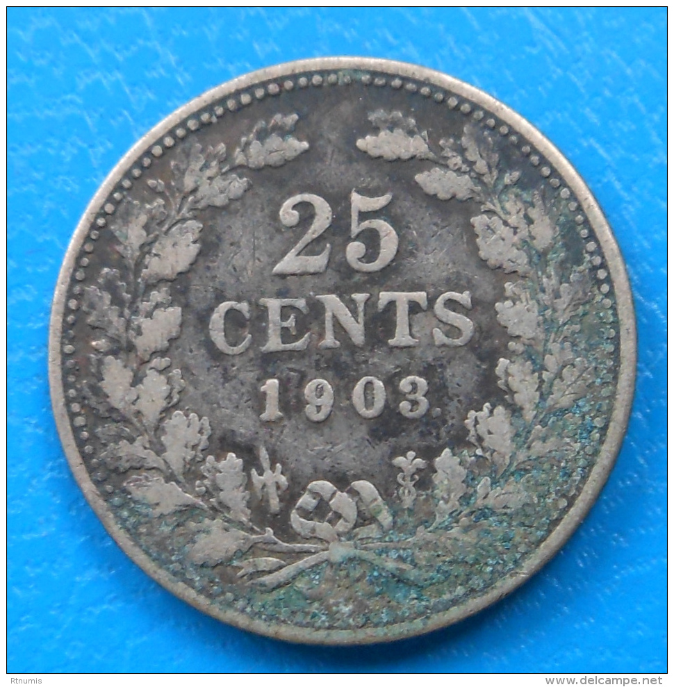 Pays-Bas Nederland Netherland 25 Cents 1903 Km 120.2 - 25 Centavos