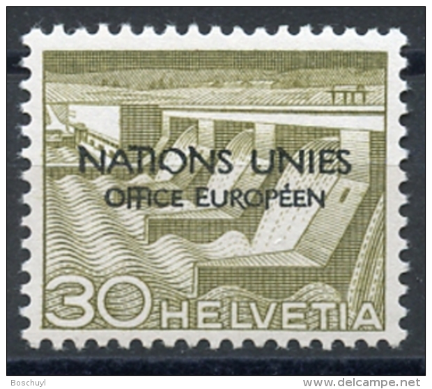 Switzerland, Suisse, UN European Office, United Nations, Nations Unies, 30 C, ERROR, Damaged O, MH, Michel 6 IV - Service