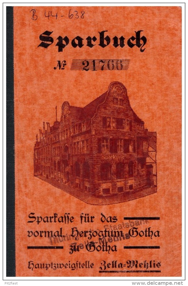 Sparbuch Der Sparkasse Zella-Mehlis , 1938-1945 , Gerda Ritz , Bank , Gotha !!! - Zella-Mehlis