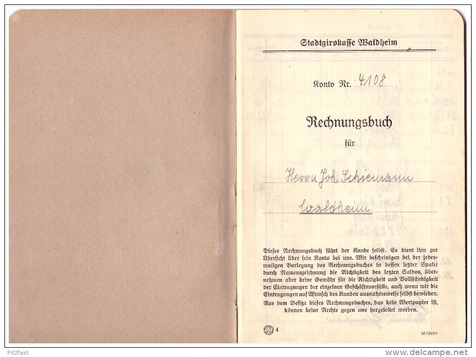 Sparbuch Der Sparkasse Waldheim , 1943-1945 , Johann Schiemann , Ziegenbalg , Ungethüm ,  Bank !!! - Waldheim