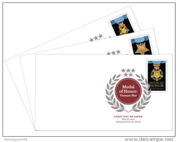 VERINIGTE STAATEN USA 2016 VIETNAN WAR MEDAL OF HONOR SET 3V. FDC SC 4988A-C MI 5172-74 YT 4810-12 - 2011-...