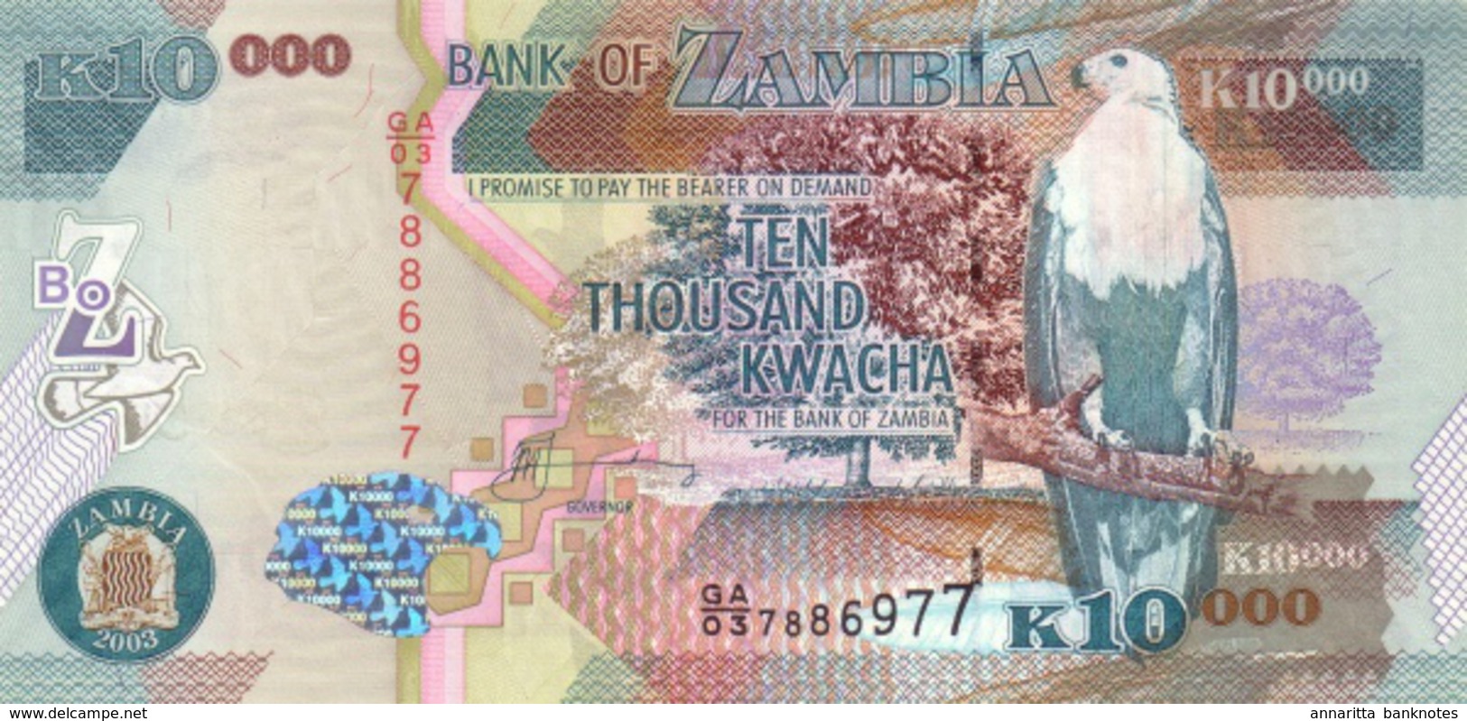 ZAMBIA 10000 KWACHA 2003 P-46a UNC RARE [ZM148a] - Zambia