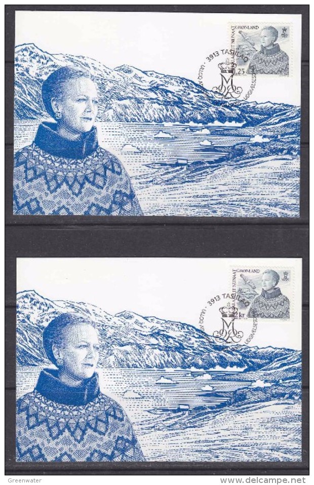 Greenland 2001 Queen Margrethe 2v 2 Maxicards (31015) - Cartes-Maximum (CM)