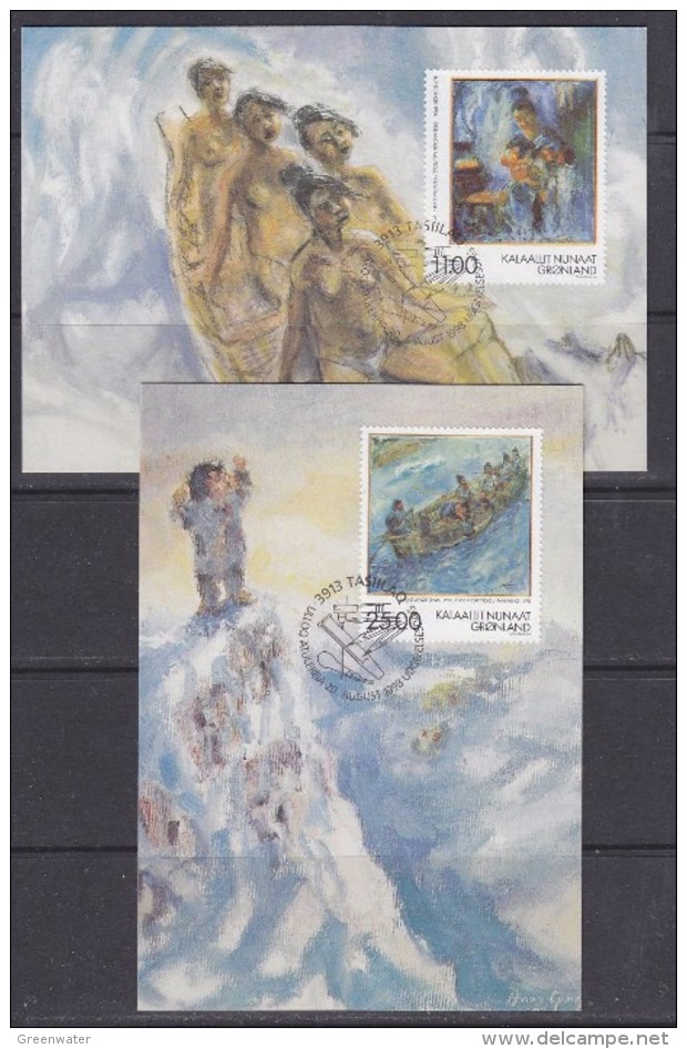 Greenland 1998 Paintings / Hans Lynge 2v 2 Maxicards (31016) - Cartes-Maximum (CM)