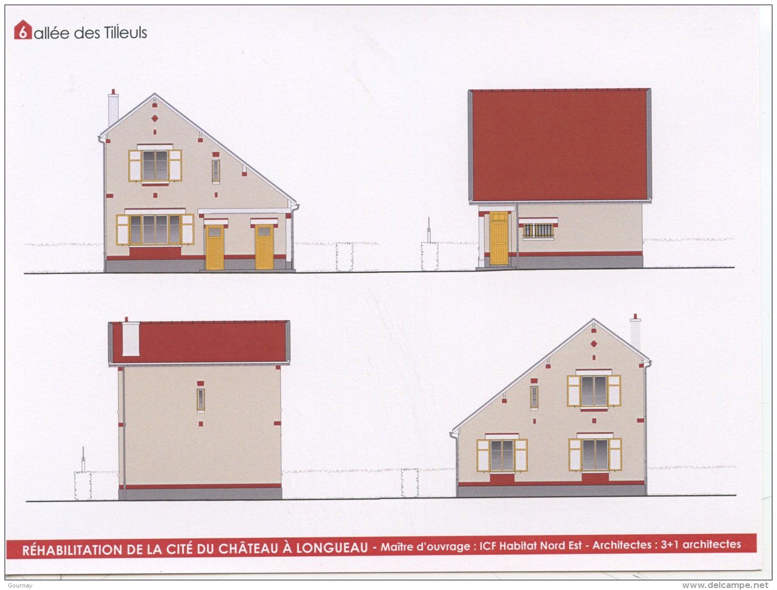 Longueau Cité Du Château : 6 Allée Des Tilleuls (plans Réhabilitation 3+1 Architectes) 20X15 - Longueau