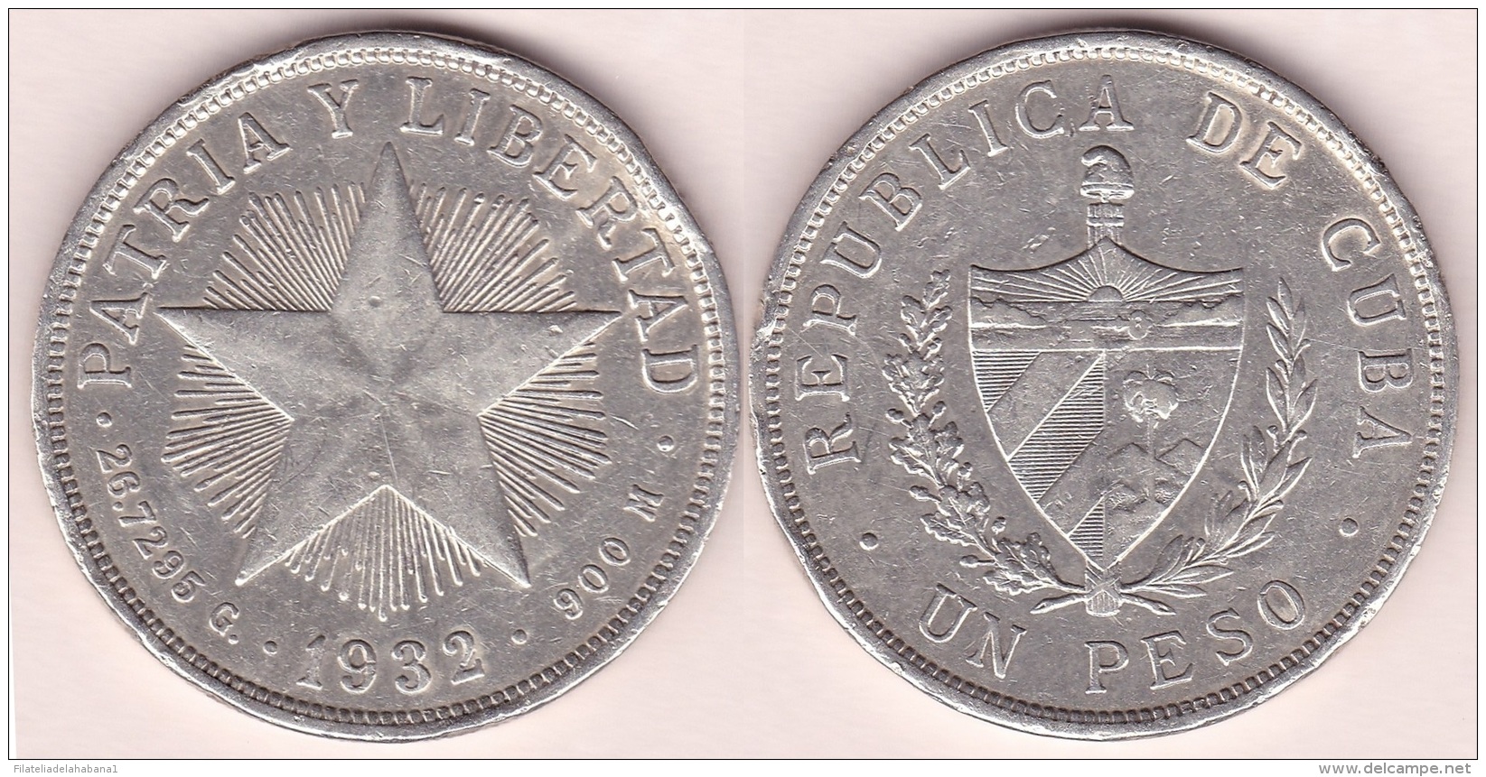 1932-MN-104 CUBA. 1932. ESTRELLA STAR. 1$ SILVER 26.7gr. - Cuba