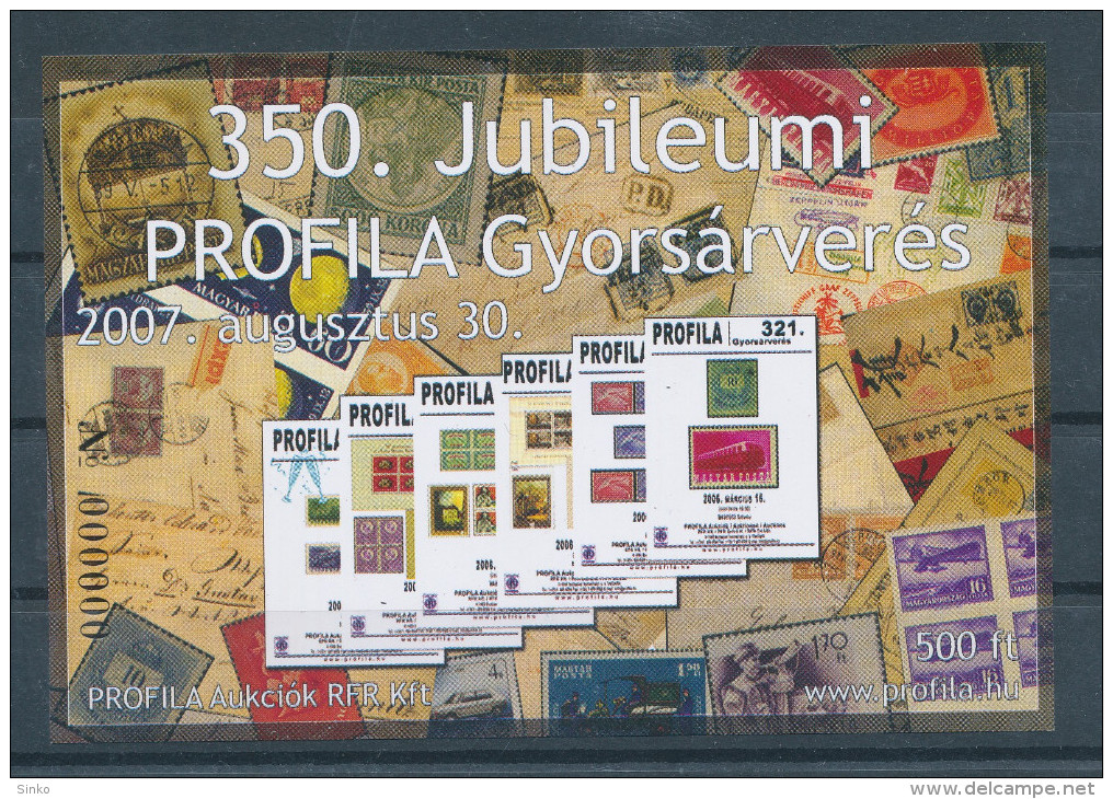 2007/31. 350th Jubilee Profila Quick Auction Commemorative Sheet :) - Commemorative Sheets