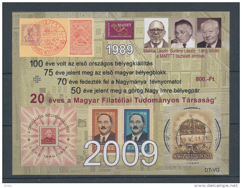 2009/53. Hungarian Philately Scientic Company Is 20-year-old Commemorative Sheet :) - Commemorative Sheets