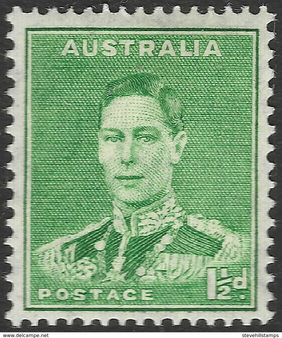 Australia. 1937-49 KGVI. 1½d Green MH. P15X14 SG 183 - Neufs