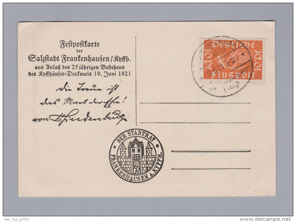 DR 1921-06-19 Frankenhausen Feldpostkarte Der Stadt - Briefe U. Dokumente