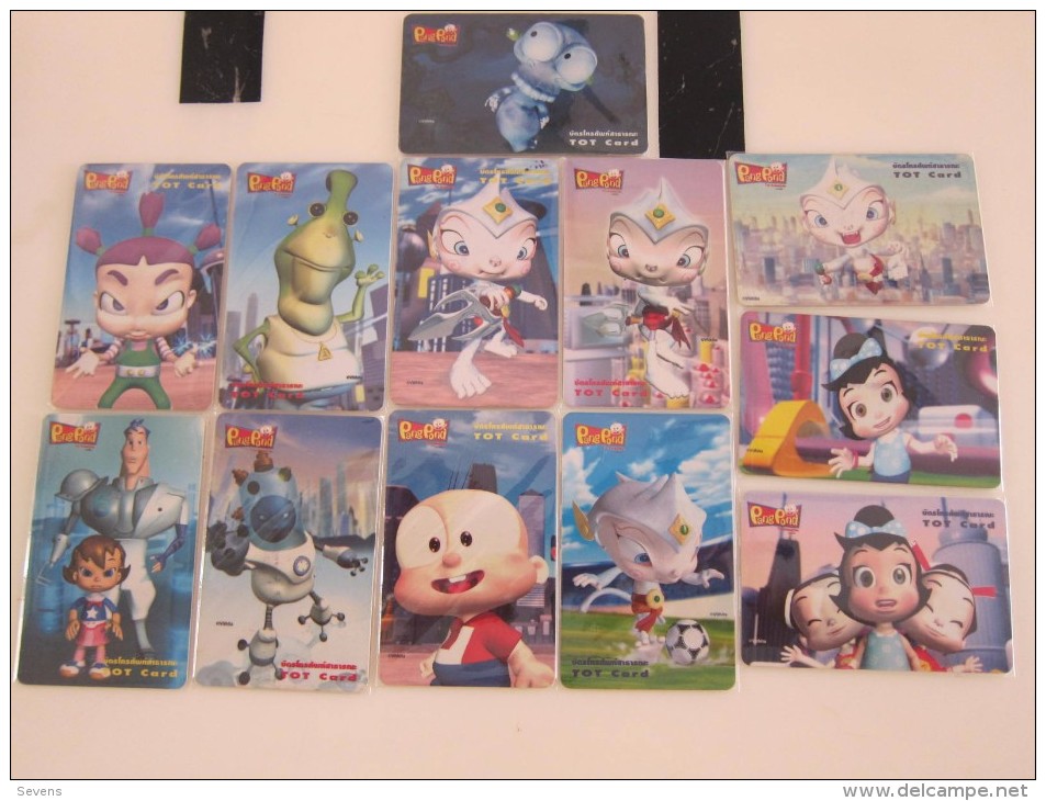 TOT Chip Phonecard,Pang Pond Animation,set Of 12 Cards, Mint - Thaïlande