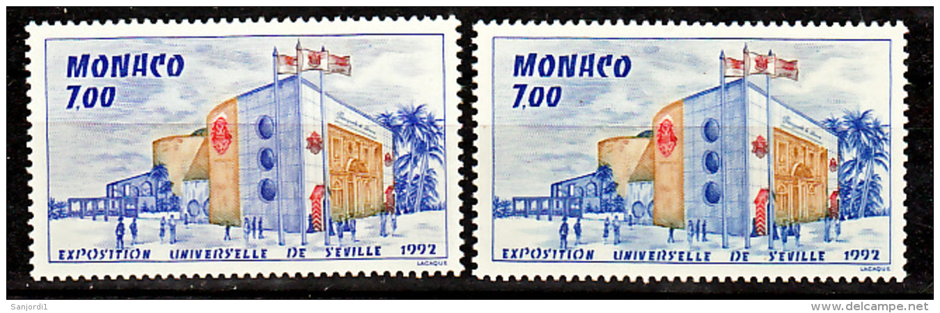 Monaco 1828 Variété Bleu Vif Et Bleu Foncé Exposition Universelle Neuf ** TB  MNH Sin Charnela - Variétés