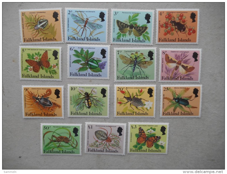 Y182 Falkland - 390 - 404 Mnh, Spinnen Insekten Schmetterlinge - Falkland