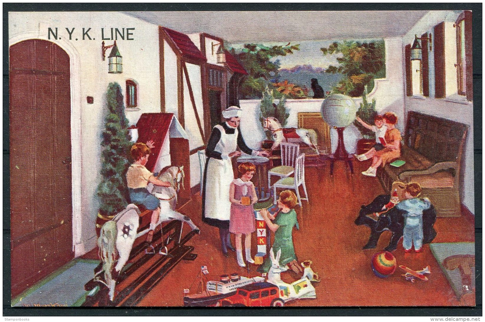 Japan N.Y.K. Line Childrens Room Official Postcard - Paquebots