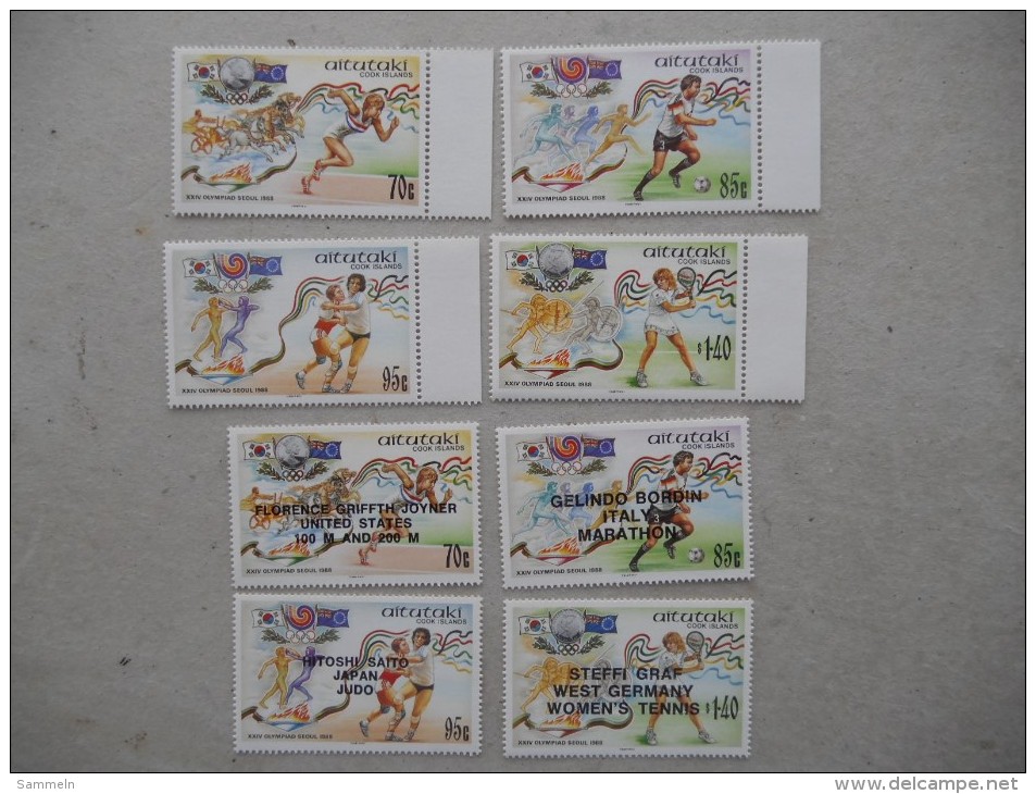 Y188 Cook-Inseln Islands, Aitutaki 632 - 635, 638 - 641 Mnh Olympiade Seoul 1988 - Aitutaki