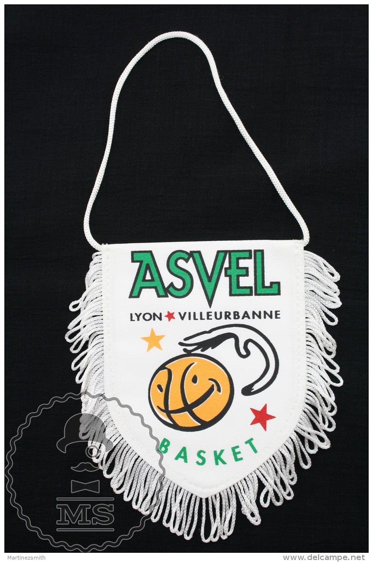 Sport Advertising Cloth Pennant/ Flag/ Fanion Of French ASVEL Basket Club From Villeurbanne - Uniformes, Recordatorios & Misc