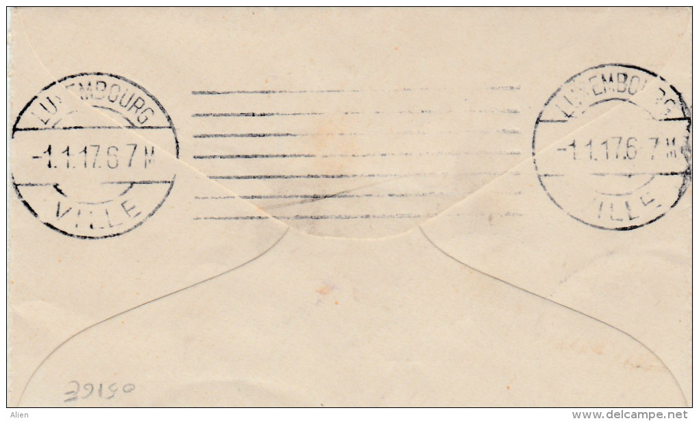 5ct + 10 Ct X 2 Op Briefje Naar G-D LUXEMBOURG 1917, Censuur Trier. - Occupazione