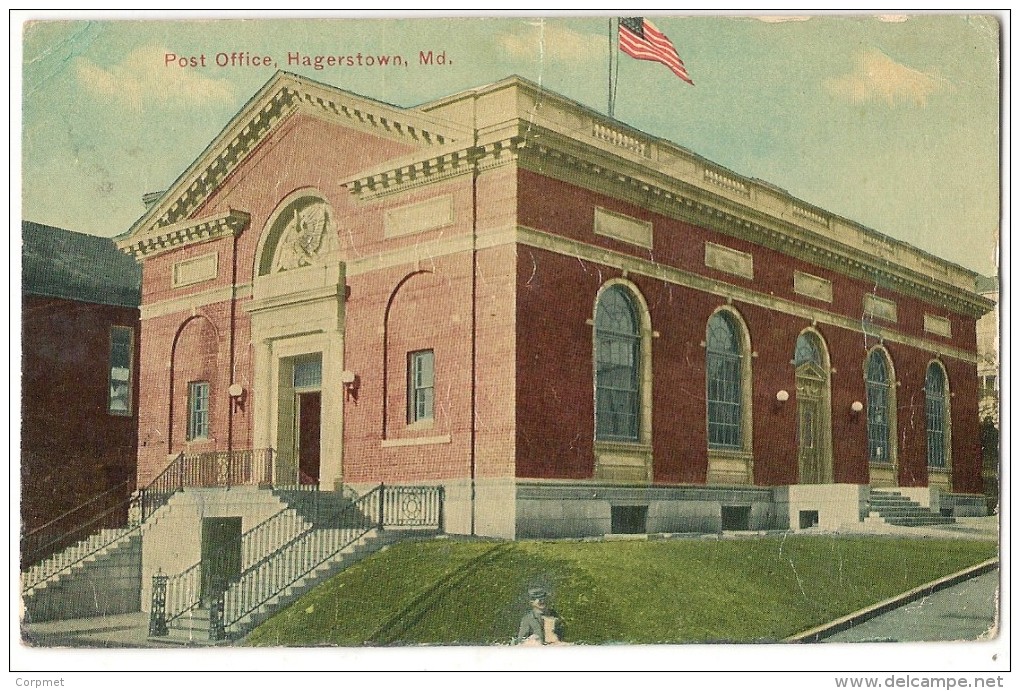 MARYLAND - HAGERSTOWN  POST OFFICE - Circulated C/1915´s (no Stamp) - Pubs. R.M. HAYS -  Light Bends - Hagerstown