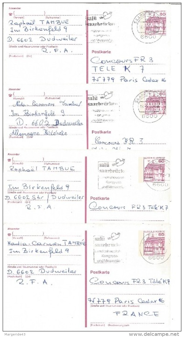 ALLEMAGNE LOT D'ENTIERS OBLITERES - Vrac (max 999 Timbres)