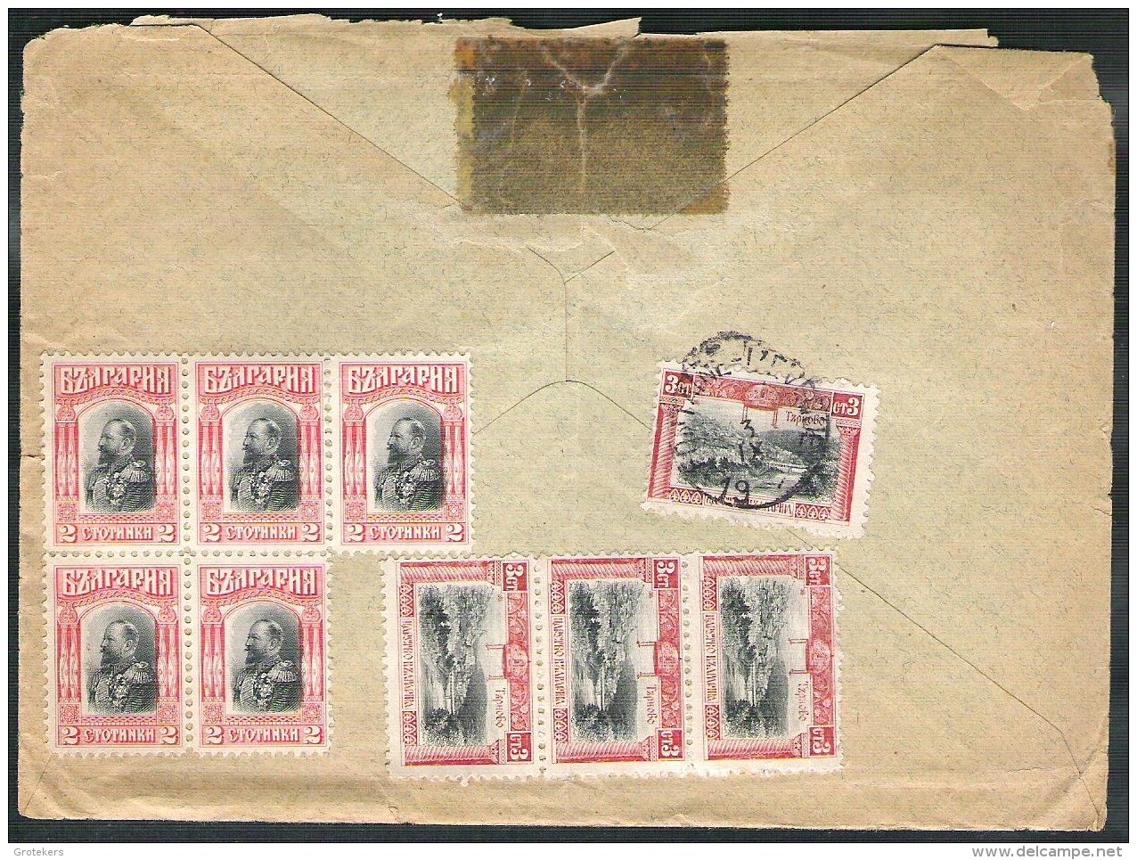 BULGARIA Cover From VARNA 1912 To Fontaine L&rsquo;Eveque (Belgium) With 14 Stamps. - Brieven En Documenten