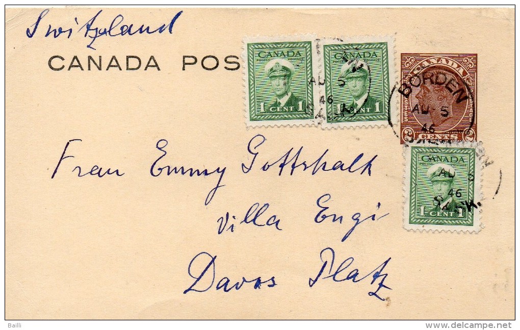 Canada Entier Postal Pour La Suisse 1946 - 1860-1899 Reign Of Victoria