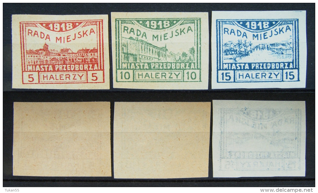 Polen Lokale Post Stadt Przedborz 1918 Mi.Nr.15,16,17 ** Postfrisch     (H170) - Nuevos