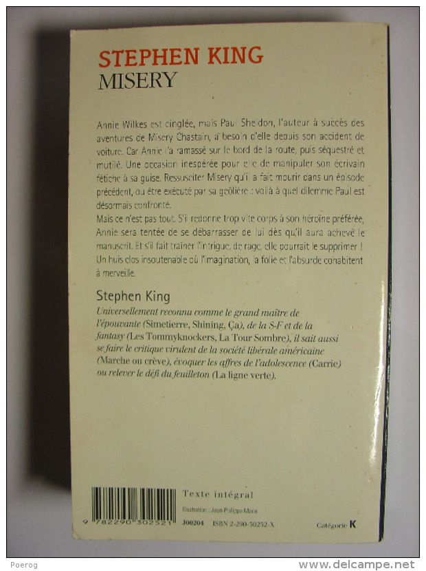 STEPHEN KING - MISERY - J´ Ai Lu Poche N°3112 - 2000 - RICHARD BACHMAN - J'ai Lu