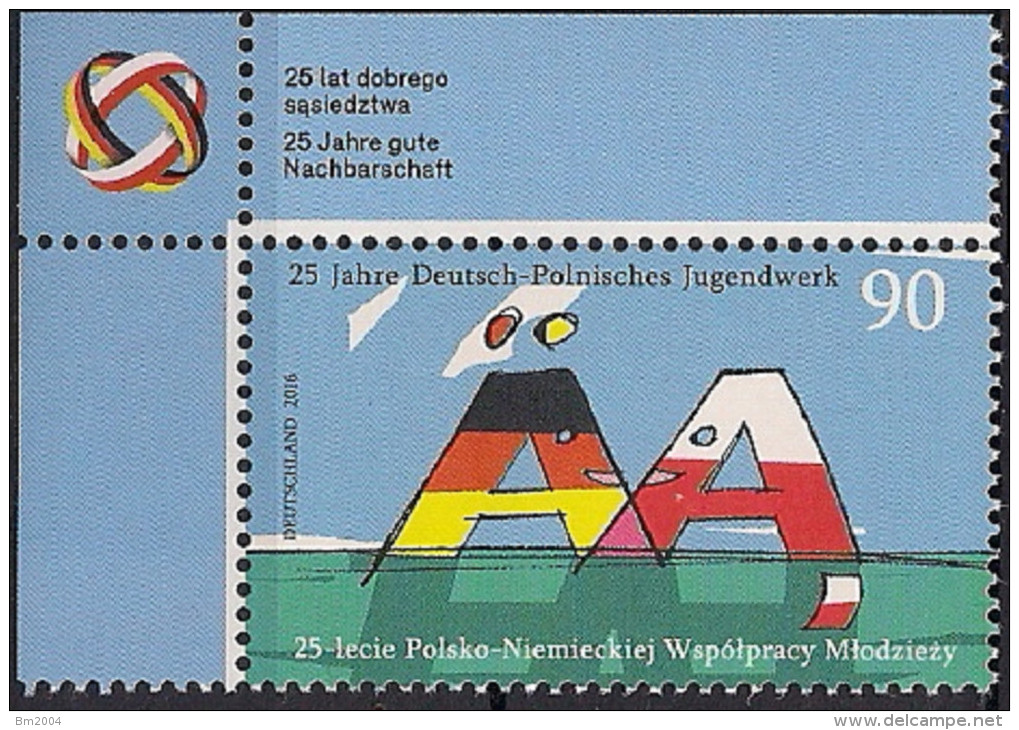 2016 Allem. Fed. Mi.  3249** MNH   25 Jahre Deutsch-Polnisches Jugendwerk - Unused Stamps