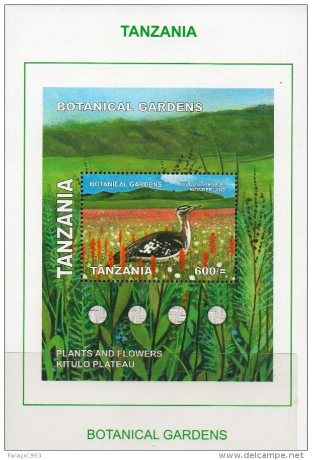 2008 Tanzania Botanical Garden And Bird Bustard  Souvenir Sheet  Complete  Set Of  1   MNH - Tanzania (1964-...)