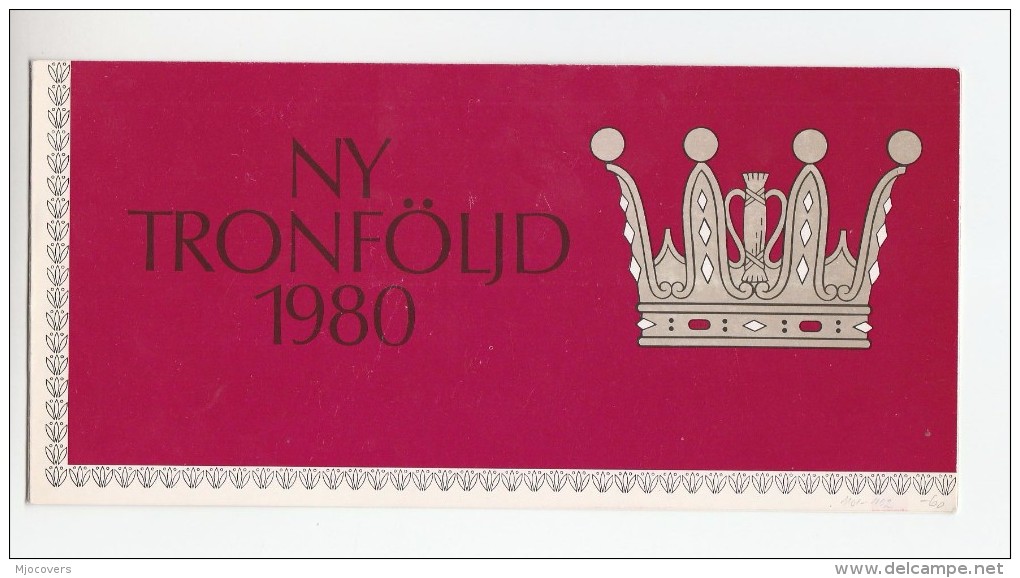 1980 SWEDEN FDC (Special FOLDER)  Royal Succession Stamps Cover Royalty - FDC