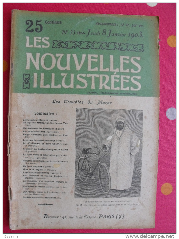 Les Nouvelles Illustrées N° 33 De 1903. Tuberculose Humbert Henriot Troubles Maroc Nanking Hippopotame Jouet Malgache - Other & Unclassified