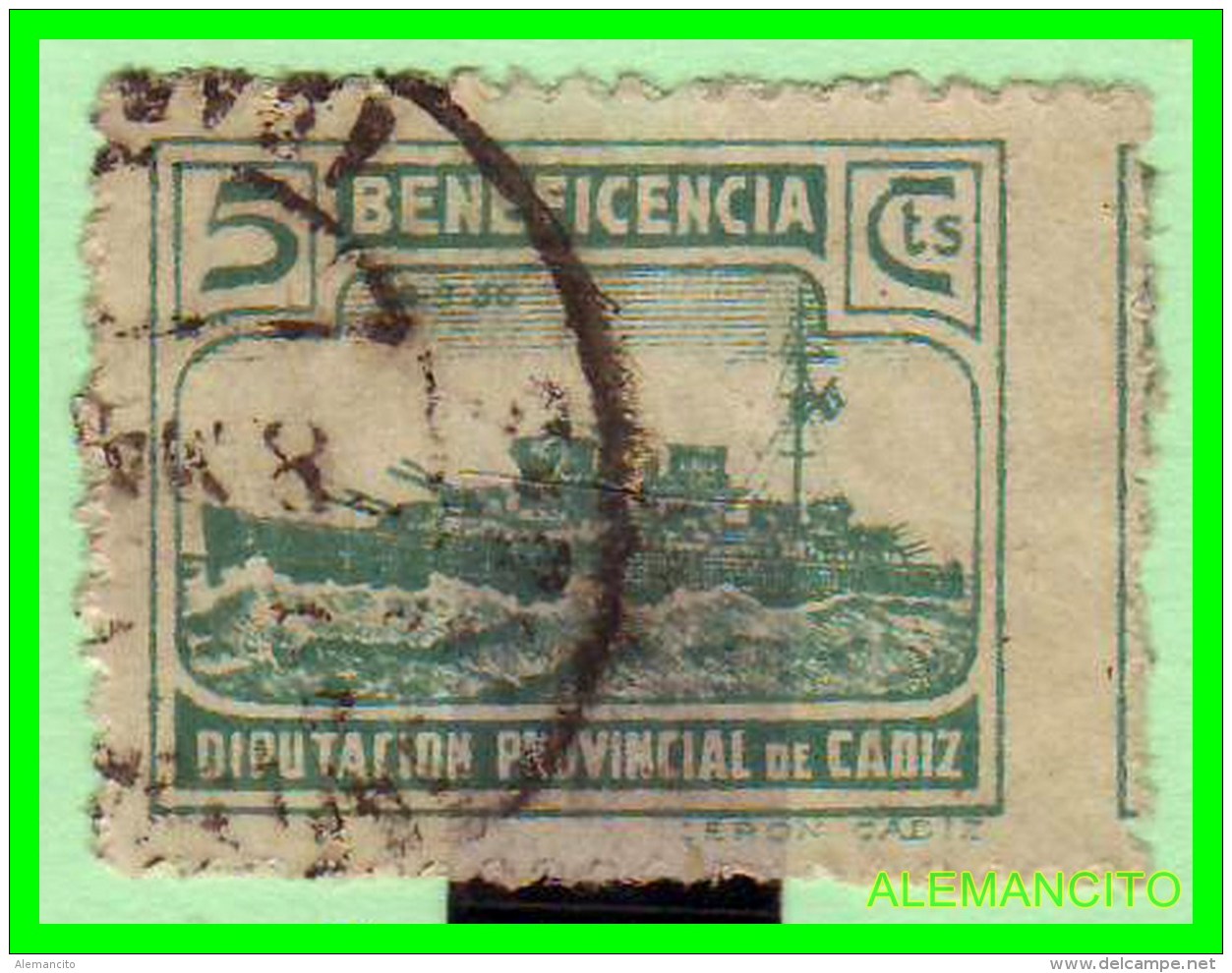 ESPAÑA - DIPUTACION   ( EUROPA )  VIÑETA PROVINCIAL DE CADIZ  - GUERRA CIVIL - Postage-Revenue Stamps