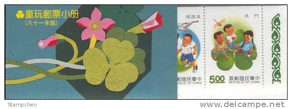Taiwan 1992 Toy Stamps Booklet Chopstick Gun Iron-ring Grass Fighting Ironpot Dragonfly Goose Ox Kid - Booklets