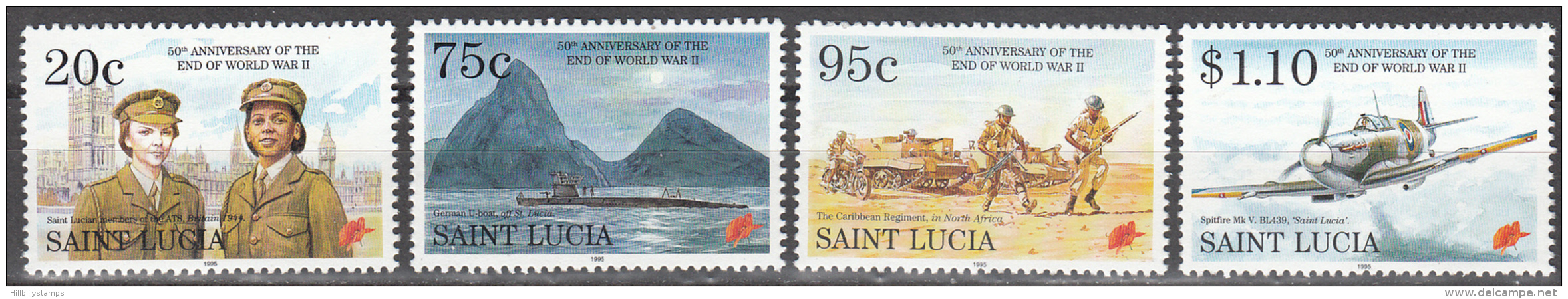 St Lucia    Scott No.  1018-21    Mnh   Year  1995 - Ste Lucie (...-1978)