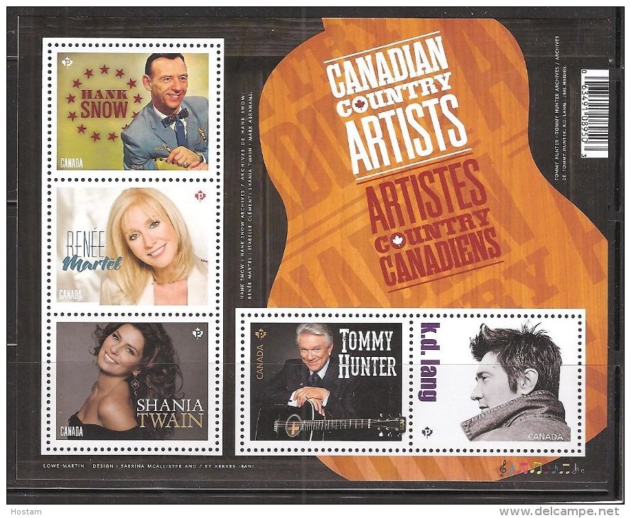 CANADA, 2014 # 2765, CANADIAN COUNTRY ARTISTS. SS MNH - Blocs-feuillets