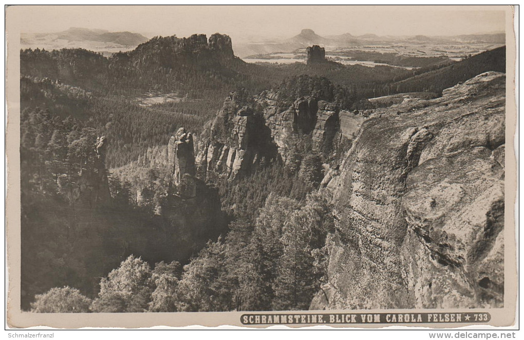 AK Fleischmann Nr. 733 Schrammsteine Blick Carolafelsen Sächsische Schweiz Bad Schandau Schmilka Schöna Krippen Pirna - Schmilka