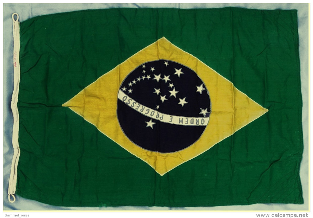 Original Schiffs-Flagge / Fahne  Brasilien  -  Von 1989  -  Material : Baumwolle  -  Ca. 133 X 89 Cm - Sonstige & Ohne Zuordnung