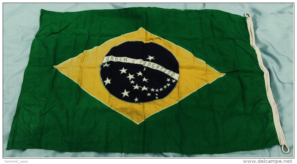 Original Schiffs-Flagge / Fahne  Brasilien  -  Von 1989  -  Material : Baumwolle  -  Ca. 133 X 89 Cm - Other & Unclassified