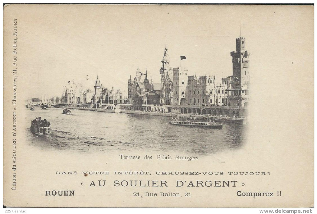 Pub Au Soulier D'Argent à Rouen Sur CP Exposition Universelle De Paris  En 1900 - Expositions