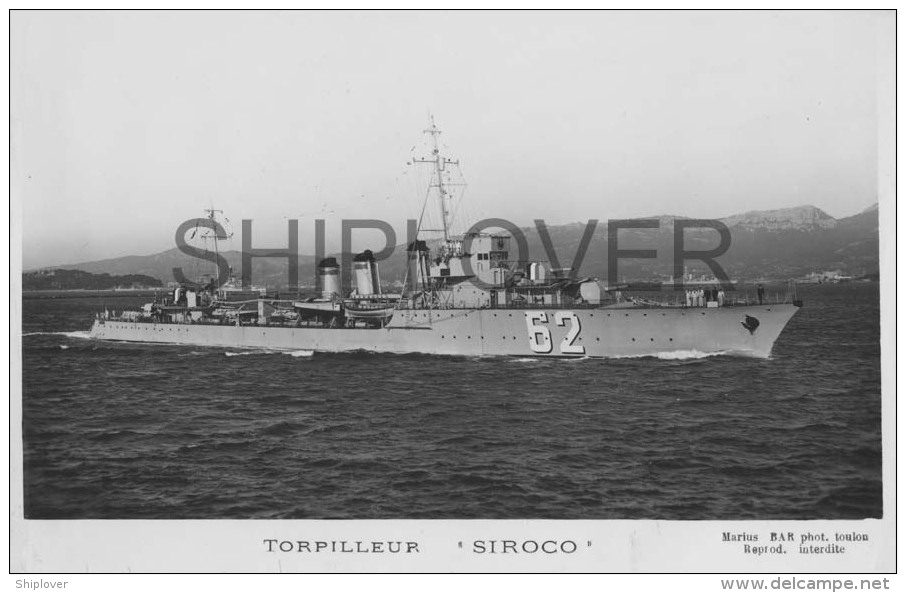 Torpilleur SIROCO (Marine Nationale) - Carte Photo éd. Marius Bar - Bateau/ship/schiff - Guerre