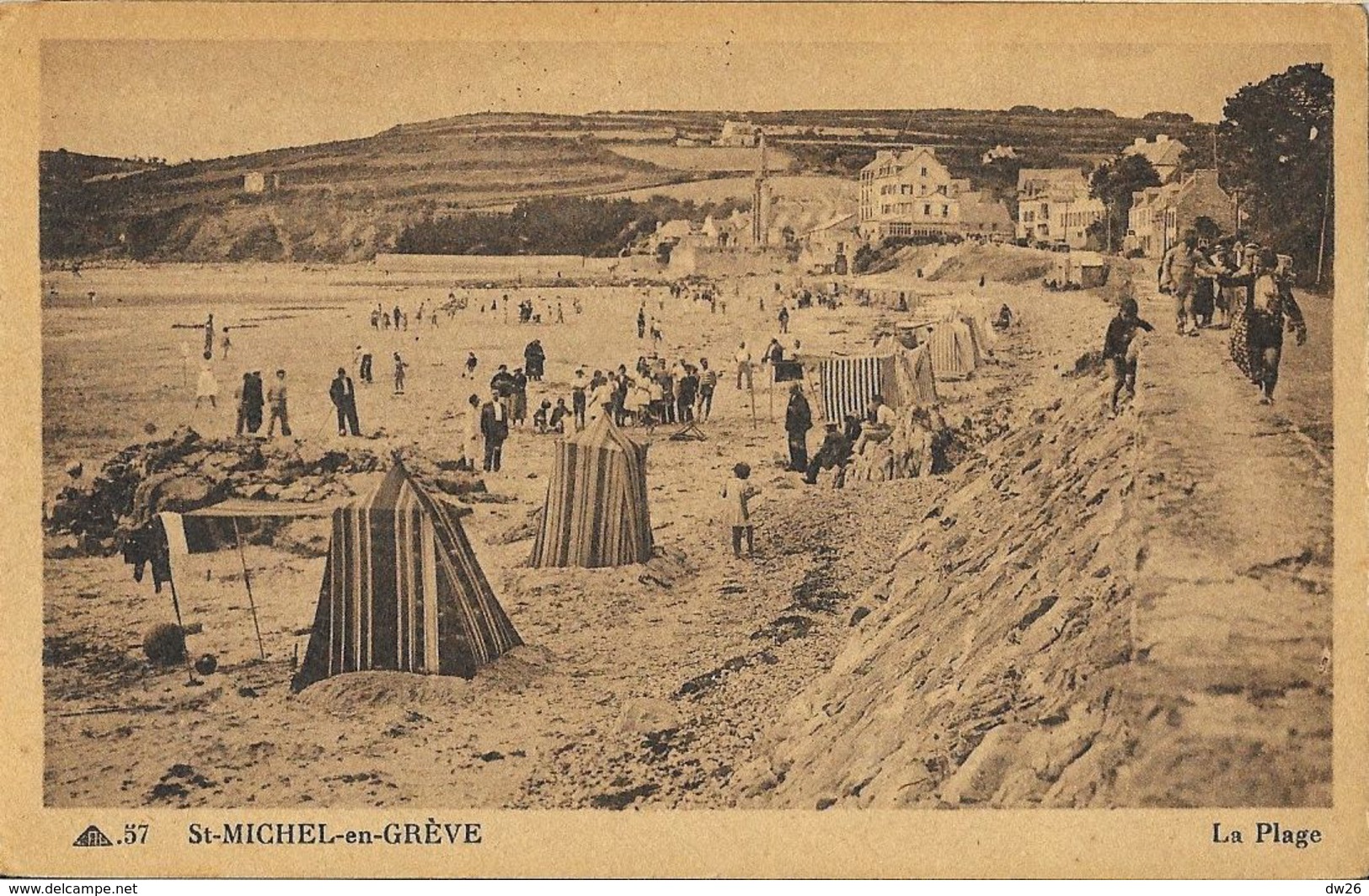 St-Saint-Michel-en-Grève (Côtes-du-Nord) La Plage, Les Tentes De Plage - Carte CAP N°57 - Saint-Michel-en-Grève