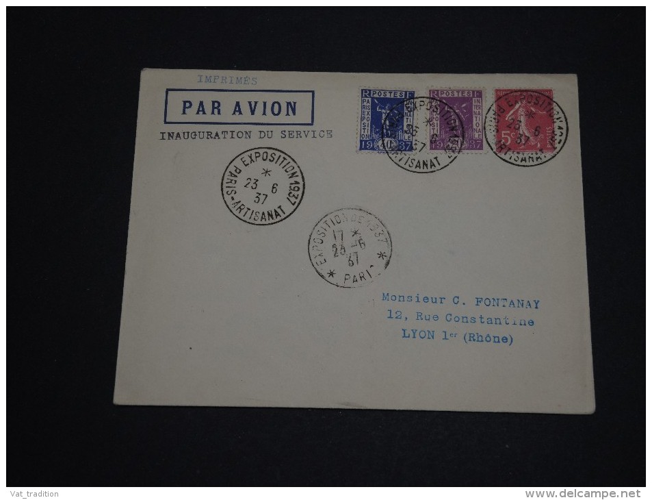 FRANCE - Enveloppe Par Avion De Paris Pour Lyon En 1937, Oblitération De Paris Exposition Artisanat 1937- A Voir - L 748 - Tarifs Postaux