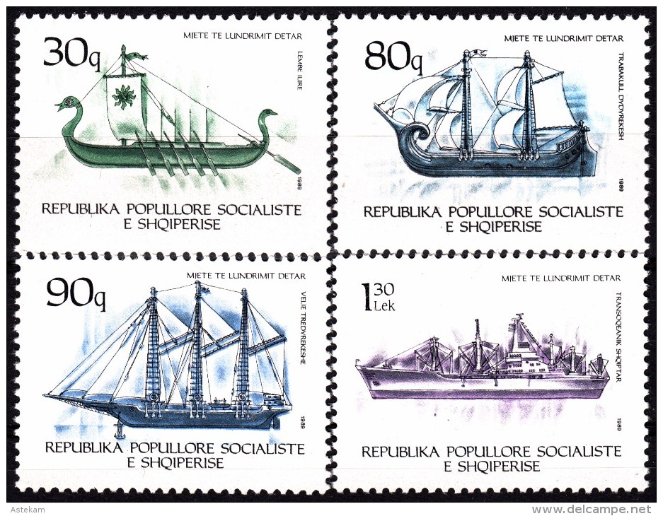 ALBANIA 1989, OLD SAILBOATS, COMPLETE, MNH SET, GOOD QUALITY, *** - Barche