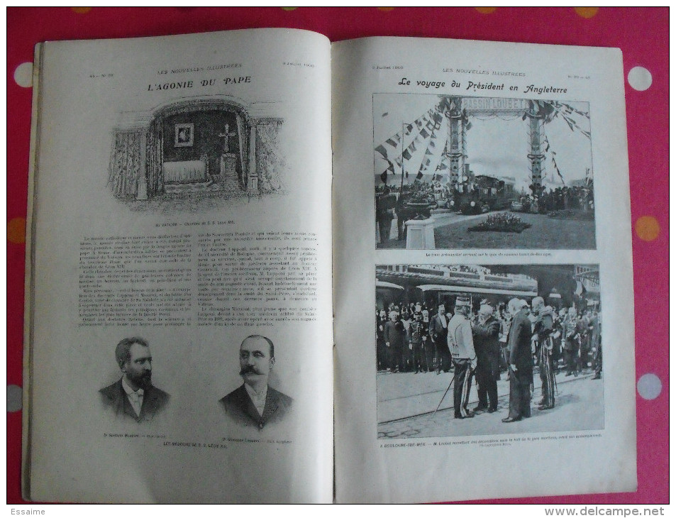 Les Nouvelles Illustrées N° 59 De 1903. Pape Leon XIII Sorbonne Arts Et Métiers Hippopotame Cuirassé Coupe Gordon Bennet - Autres & Non Classés