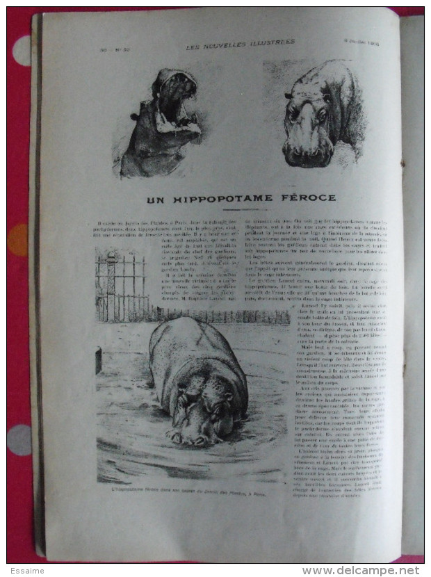 les nouvelles illustrées n° 59 de 1903. pape leon XIII sorbonne arts et métiers hippopotame cuirassé coupe gordon bennet